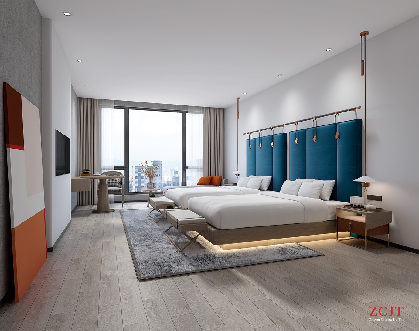 酒店雙人床設計