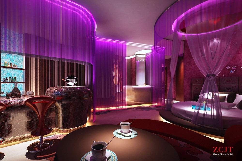 情侶酒店客房設(shè)計(jì)、粉色室內(nèi)空間設(shè)計(jì)